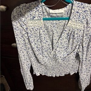 ASTR Blue and White Floral Blouse